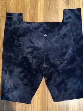 lululemon athletica Girls' Navy Tie-Dye High-Rise Leggings